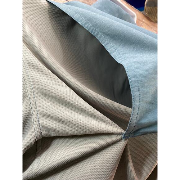 LL Bean Fishing Shirt Men Medium Blue Gray Hybrid Angler Vented Long Sleeve - Picture 8 of 9